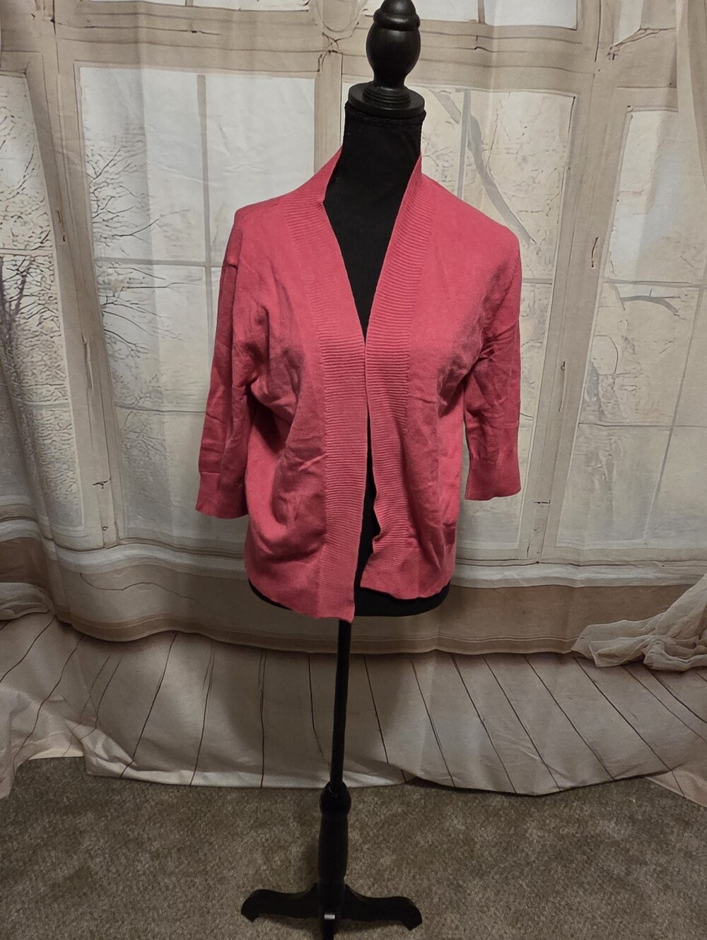 Kohl's Pink Open-Front Knit Cardigan